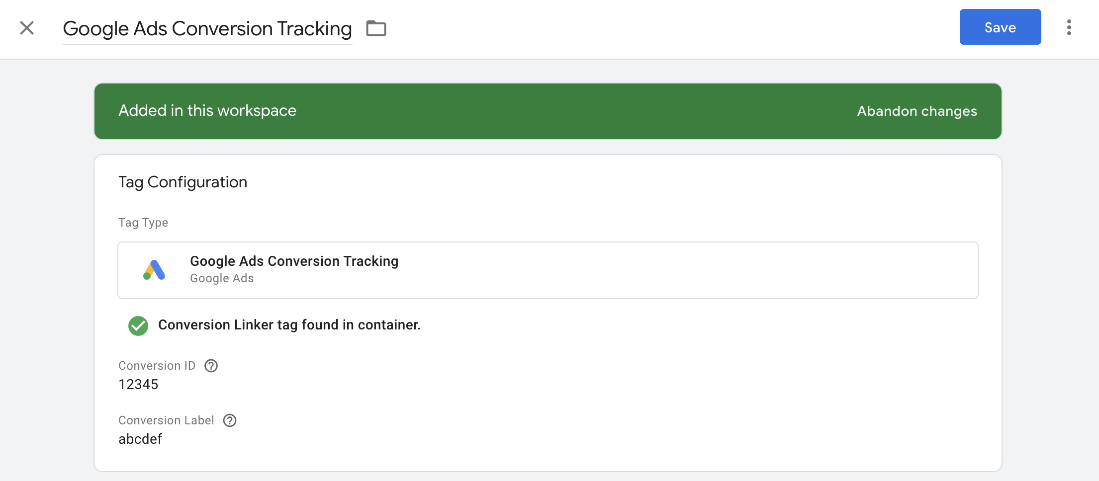 Tag Configuration for Google Ads Conversion Tracking triggered on Purchase